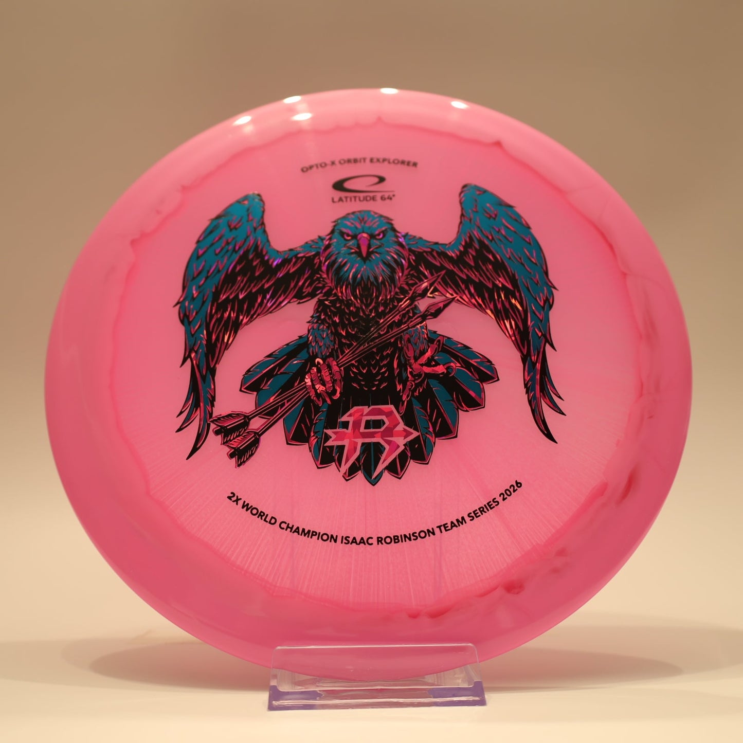 Latitude 64 Explorer Opto-X Orbit Isaac Robinson Team Series Pink Multi 176g - Laredo Disc Golf Store