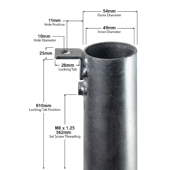 Permanent Ground Sleeve - Hot Dipped Galvanized (Fits Black Hole Portal/Gravity)