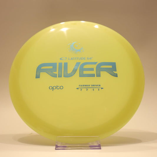 Latitude 64 River Opto Moonshine Yellow Teal Foil 173g - Laredo Disc Golf Store